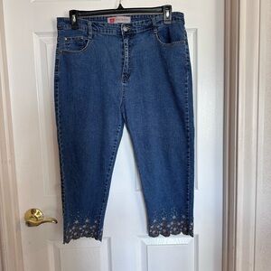 COS Jeans size 16, Medium Wash Cropped Embellished Denim